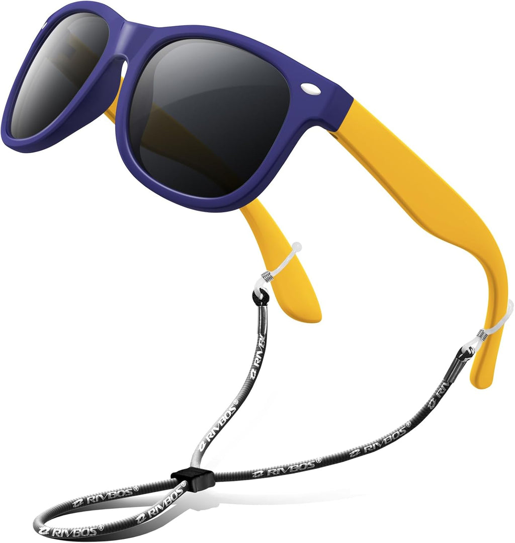 Kids Sunglasses Polarized UV Protection Flexible Rubber Glasses Shades with Strap for Boys Girls RBK004