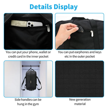 " 14"" Black Mini Duffel Bag for Travel and Gym, Polyester, Durable"