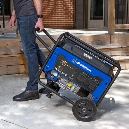 4,650/3,600-Watt Recoil Start Gas Powered Portable Generator with Wheel and Handle Kit, CO Sensor