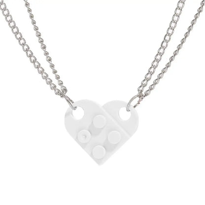 1Pair Cute Love Heart Brick Keychain Couples Keychain Best Friendship for Women Men Separable Key Ring Jewelry Gifts