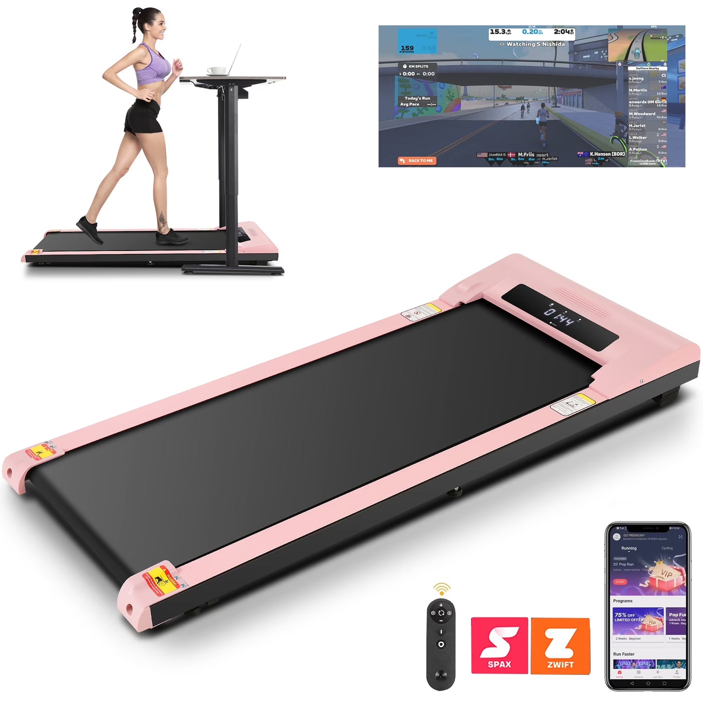 ANCHEER Walking Pad, 2 in 1 under Desk Treadmill with Remote Control、Led Display, 300 Lbs Portable Treadmill for Home/Office (White)
